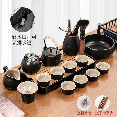 下殺-日式黑陶茶具小套裝功夫蓋碗茶杯家用簡約客廳辦公泡茶壺茶盤托盤