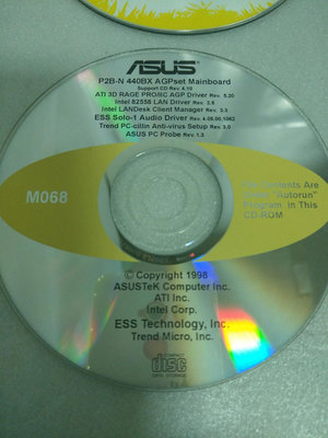 404（光碟）（原廠軟體）（系統工具）ASUS P2B-N 440BX AGPSet Mainboard Support CD Rev.4.10 品相如圖（1）