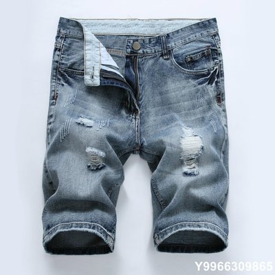 Men’s jeans shorts summer ripped shorts男士牛仔短褲夏季中褲