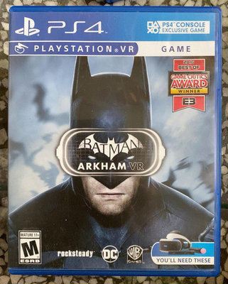 PS4 VR游戲 蝙蝠俠 美版英文 盤面無痕 箱說齊全11179