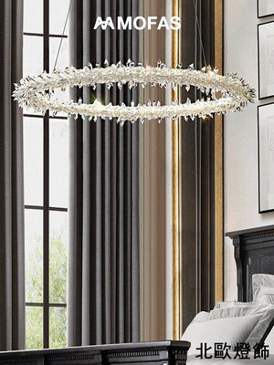 法式北歐 現代簡約創意客廳餐廳臥室環形LED水晶網紅吊燈