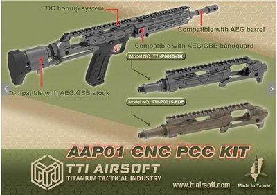 【原型軍品】全新 II TTI AIRSOFT for AAC AAP01 PCC KIT AR上槍身 槍托 轉接座套件