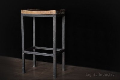 【 輕工業家具 】仿舊原木方型吧檯椅-鐵椅實木吧台椅餐椅餐桌椅子方椅凳復古工業風