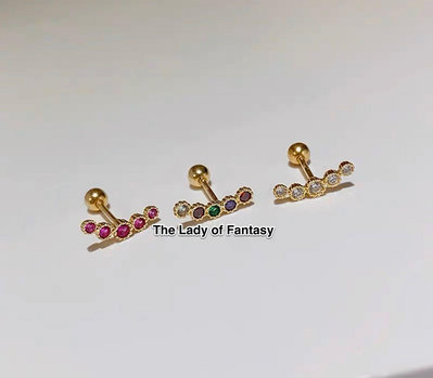 日製精工 10K黄金微鑲好人緣彩鑽 粉紅鑽 桃紅鑽 白鑽微笑金球螺絲耳環  Tiffany 風