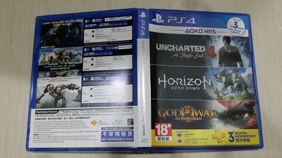 (兩件免運費)PS4 秘境探險4+地平線 期待黎明 合輯版(無戰神3下載卡) 中文版 直購價700