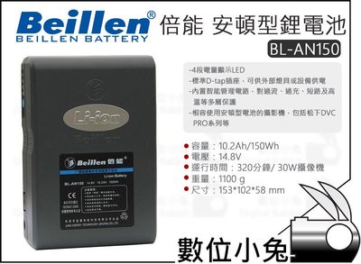 數位小兔【Beillen BL-AN150 倍能 安頓型鋰電池】鋰電池 攝影機 國際牌 D-tab