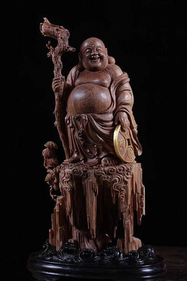 創客優品 現貨印度老山檀香木雕釋迦牟尼佛彌勒佛像觀音菩薩關公地藏王客廳擺件 FX272