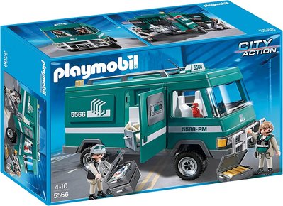 頂溪自取😊全新現貨 Playmobil 5566 摩比人 運輸系列 運鈔車 警察車 德國 積木 玩具
