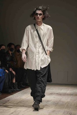 【熱賣精選】Yohji Yamamoto山本耀司白色宮廷襯衫 23AW純棉褶邊飄帶小眾襯衫