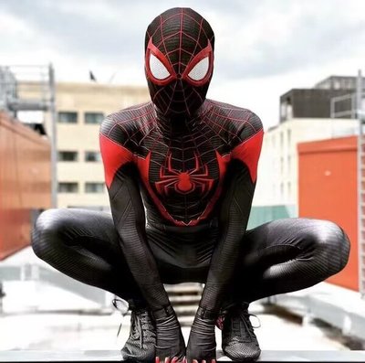 邁爾斯紅黑蜘蛛俠全包緊身衣萬圣節平行宇宙Cosplay全包緊身衣