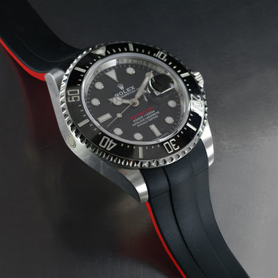 RUBBER B錶帶 | Sea-Dweller 126600紅字海使 沿用原廠摺疊扣