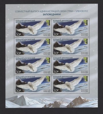 特賣- 俄羅斯郵票2018年 區域通訊組織 北極 動物 貓頭鷹 版張 E2320 鳥