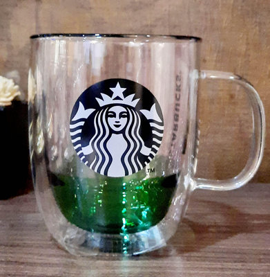 星巴克粉綠雙色雙層玻璃杯人魚女神玻璃杯starbucks