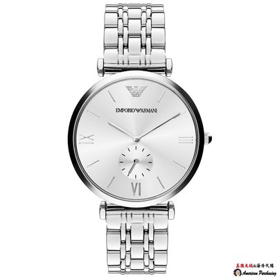 潮牌 EMPORIO ARMANI 亞曼尼手錶 AR1819 鋼帶石英腕錶簡約兩針手錶 腕錶 海外代購-雙喜生活館