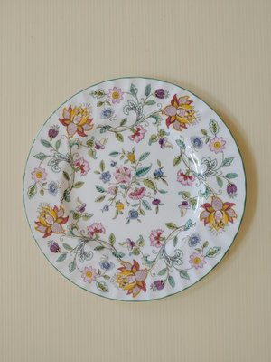 英國製 MINTON 明頓 骨瓷  20cm 花卉 盤