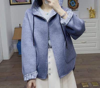 【妖妖代購】Dior 22秋冬新款雙面老花羊毛連帽外套(兩色)