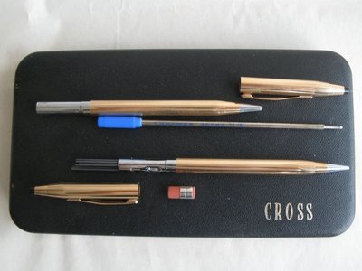 【CROSS】世紀系列 美國製14K包金對筆(原子筆與自動鉛筆)/套 --兩支美國高仕金筆喔！