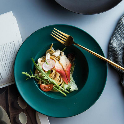 北歐創意陶瓷草帽盤 意面盤沙拉盤深湯盤 家用餐具菜盤西餐盤圓