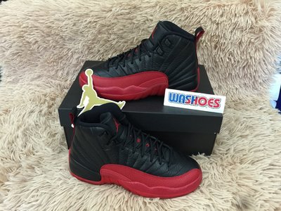 Washoes Nike Air Jordan 12 OG GS Flu Game 黑紅 153265-002 4~7Y