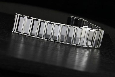 19mm rado風格超值精品超硬鎢鋼切角帶目不鏽鋼複合錶帶雙按式蝴蝶錶扣