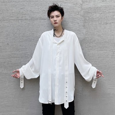韓版襯衫男春夏男女襯衫設計感日系寬松個性純色潮流襯衣 C225 P75