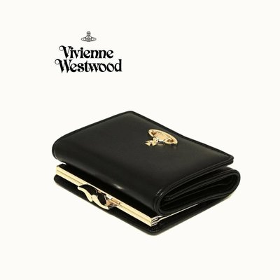 Vivienne Westwood ( 黑色) NAPPA 真皮三摺短夾皮夾錢包｜100%全新正品