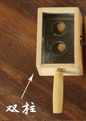 實木制艾灸盒雙柱艾柱槽雙孔家用溫灸盒木質隨身灸艾絨艾條儀器具薰肚臍