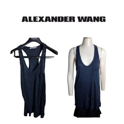 【皮老闆】二手真品 ALEXANDER WANG 王大仁 衣服 上衣 背心 挖背 無袖 越南製 E679