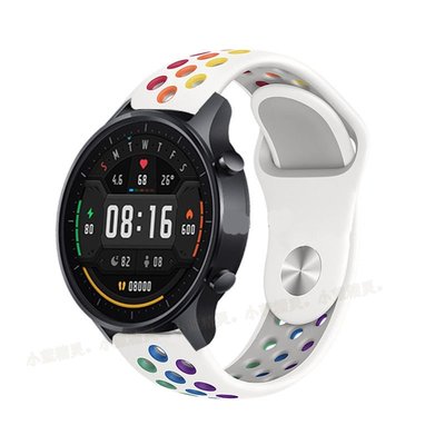 【手錶錶帶】適用小米手錶color智能透氣運動快拆錶帶color運動版彩虹腕帶男女