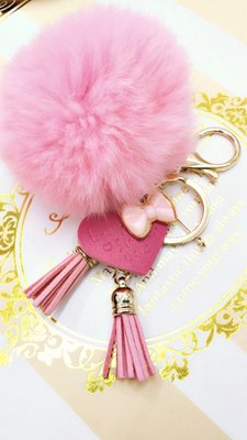 【霸妹小貨舖】創意粉紅派對流蘇瀨兔毛球吊飾包包掛飾鑰匙圈
