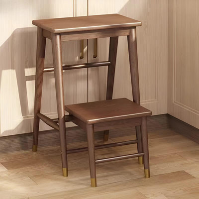 實木高腳換鞋凳實木可折疊梯凳家用凳子兩用梯子樓梯椅子木質板凳