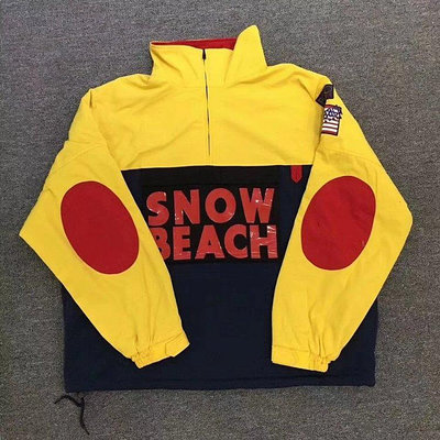 大東全球購~Polo Ralph Lauren snow beach pullover 拼色半拉鏈衛衣 夾克 外套