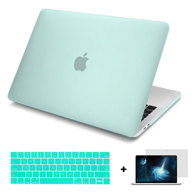 蘋果 保護殼 全新 Macbook Pro Air 13 15 11 12 吋 小清新 透绿 鍵盤膜 保護貼 筆電散熱