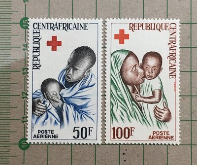 【郵卡庫2】【紅十字會】新票，中非共和國1965年，紅十字會 2全  SP5261