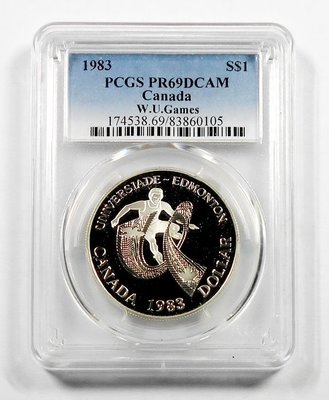 AB094 加拿大1983年 世界運動大會 PCGS PR69DCAM 銀幣