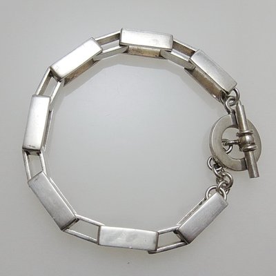 【timekeeper】  重量級英國製穿環式純銀方框手鏈(免運)
