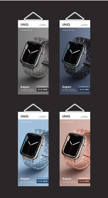 Apple Watch 1-7代 錶帶 UNIQ Aspen DE 42/44/45mm 雙色防潑水高彈力編織單圈錶帶