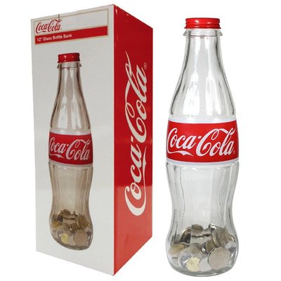 禮盒裝超大號美國範可口可樂1L玻璃巨瓶存錢儲錢罐30cm生日節禮物 可口可樂周邊禮品-好鄰居百貨