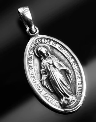 【創銀坊】聖母 瑪利亞 925純銀 墜子 天使 十字架 天主教 耶穌 基督 上帝 聖經 西岸 哈雷 項鍊(P-1102)