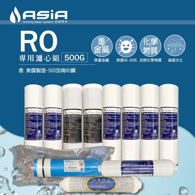 【亞洲淨水】直輸型RO六道式用套裝濾心組 免運【含 美國陶氏 FILMTEC RO膜500加侖，美國製造】