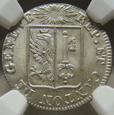 【NGC MS66】瑞士日內瓦1833年1索爾銀幣