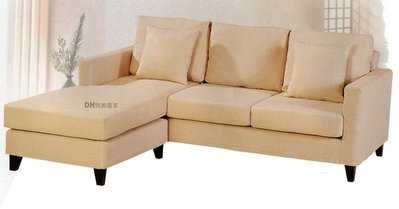 【DH】貨號Q318-3《米蕾》米色布面L型沙發˙含抱枕˙布套可拆洗˙質感一流˙主要地區免運