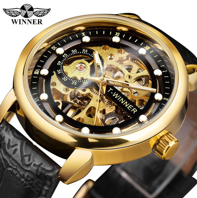 現貨男士手錶腕錶2024新款 T-winner 歐美男士手錶時尚鏤空防水手動機械錶