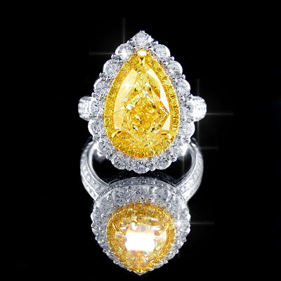 【LOVES Diamond鑽石批發】GIA證書 3.05克拉 天然黃色彩鑽戒指 Fancy Light Yellow