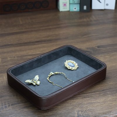 首飾盒真皮托盤珠寶看貨盤手鐲戒指項鏈首飾展示盤玄關~特價