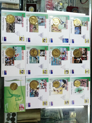 澳大利亞2000年奧運會5元紀念幣首日封售12枚，郵幣封，品