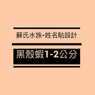 蘇氏水族-姓名貼設計 「黑殼蝦1-2公分」