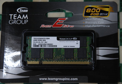 M14 TEAM十銓 2GB DDR2 800 TED22G800C5-SBK 雙面顆粒 筆電專用記憶體