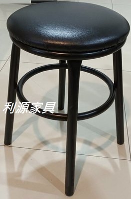 【中和利源店面專業賣家】全新 【台灣製】45公分 餐椅 工業風 復古椅 櫃員椅 造型椅 熱炒椅 黑皮圓椅 板凳 1.5尺