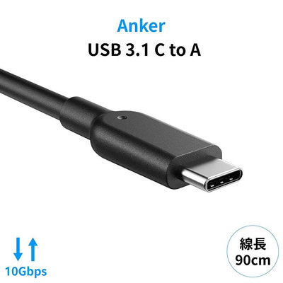 我愛買Anker PowerLine II數據線USB-A to USB-C 3.1長90公分充電線A8465011